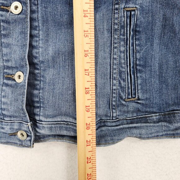Levis Jacket Womens XL Blue Denim Trucker Jean Stretch Pockets Casual Button Up - Picture 6 of 13